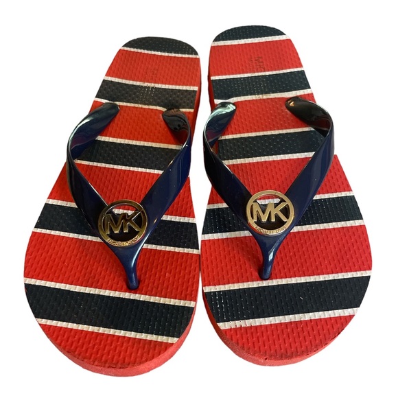 {Michael Kors} Patriotic Thong Flip Flop Sandals Red White Blue Gold Women’s 7 - Picture 6 of 11